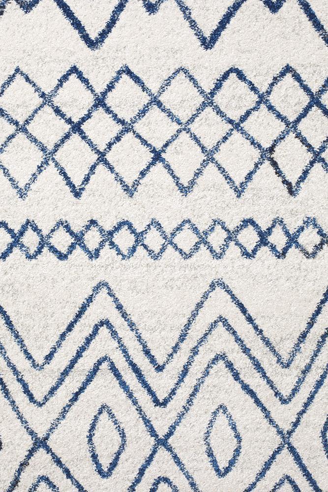 Oasis Nadia White Blue Rustic Tribal Rug - Image 5