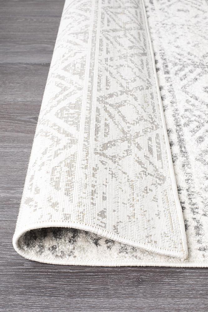 Oasis Ismail White Grey Rustic Rug - Image 6